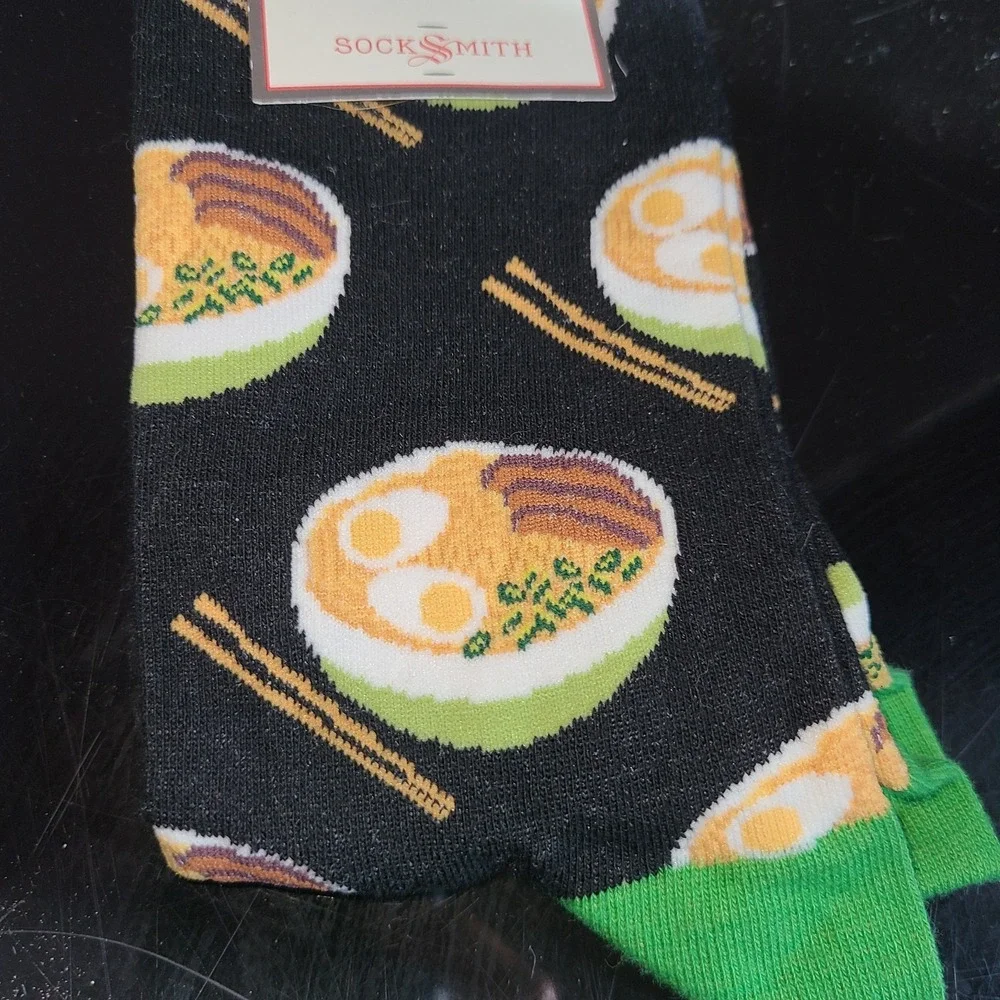 Ramen Noodles Novelty Socks One Size Noodle Sox NEW Fun Gift‎ Black